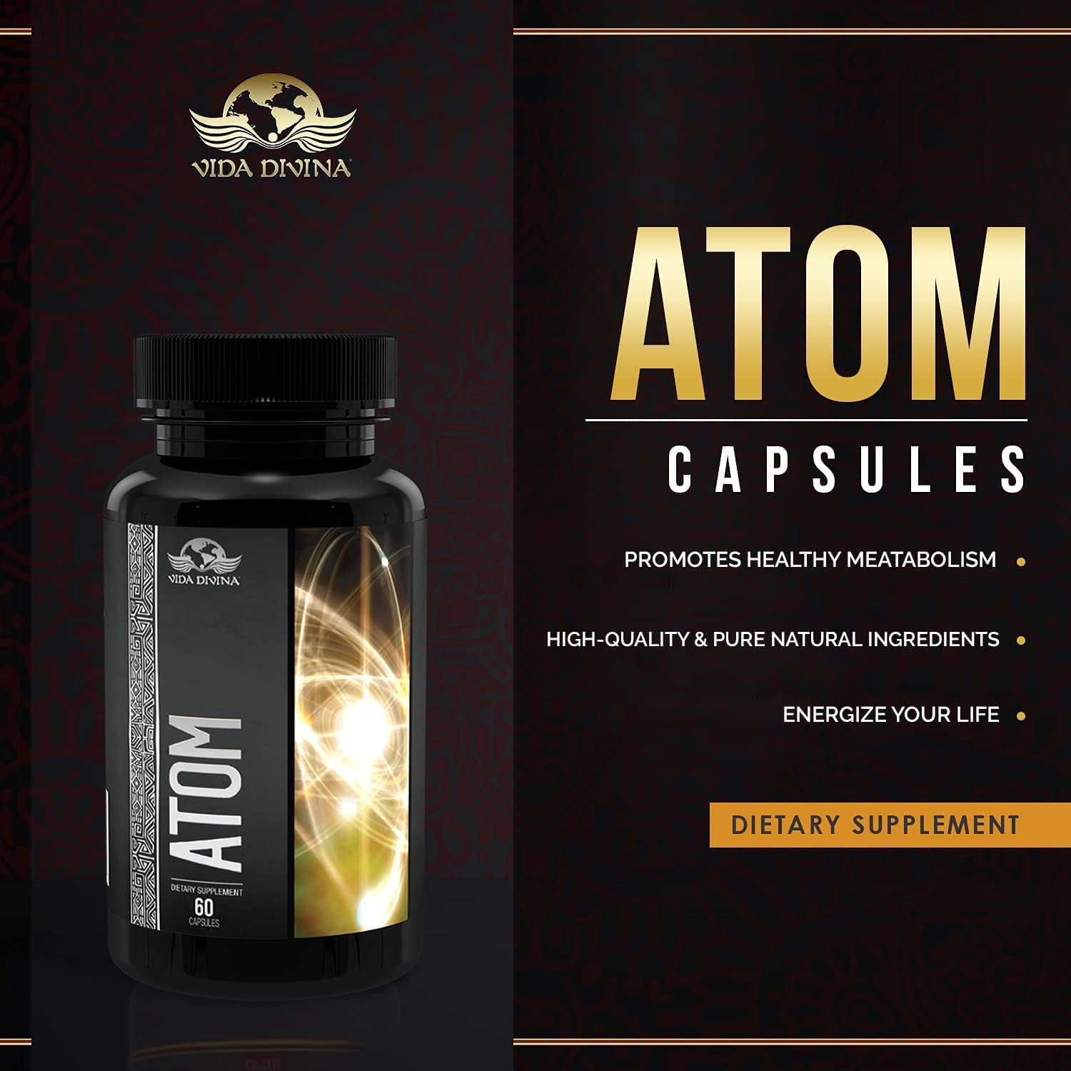 Atom Capsules | Atom Energy Booster Capsules | Nutri Divina