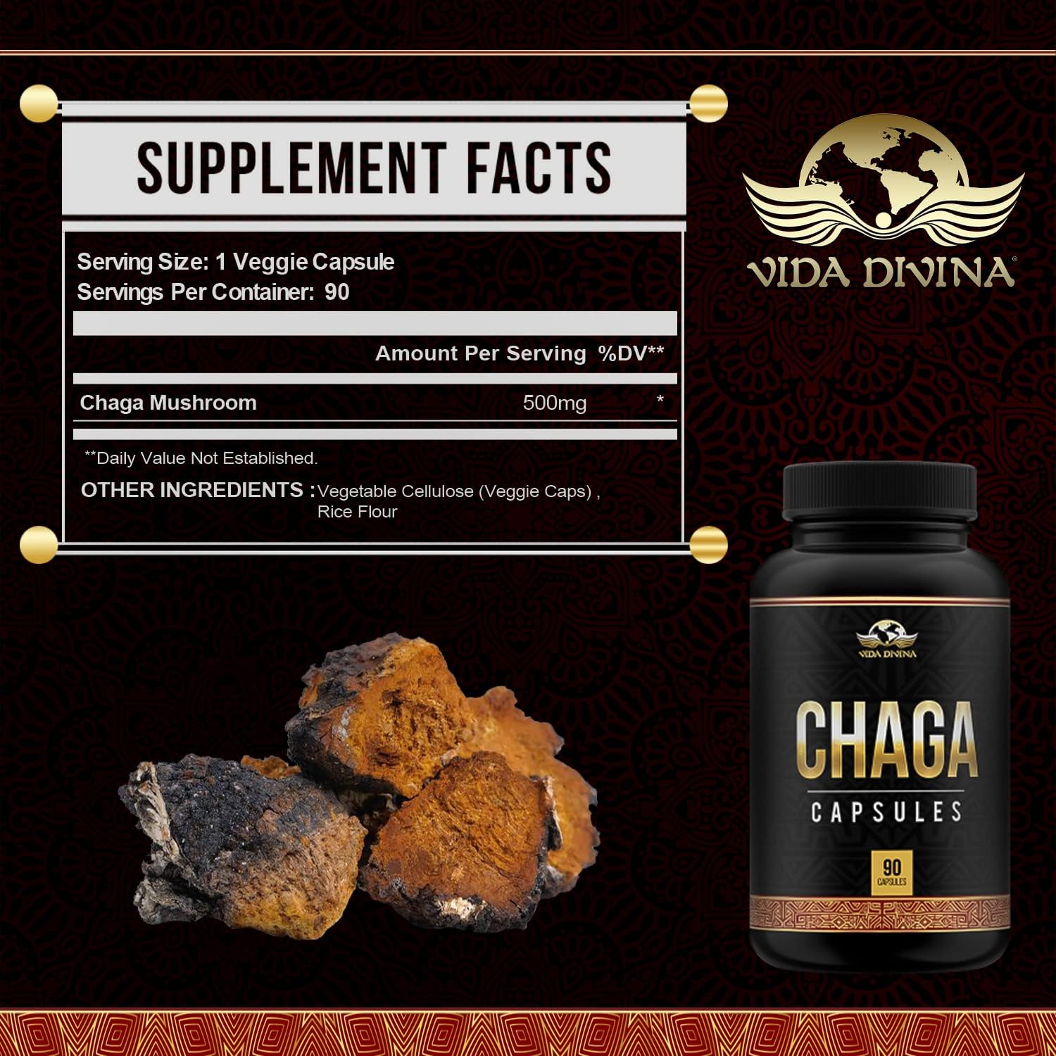 Chaga Supplement | Chaga Capsules | Nutri Divina